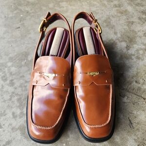 Franco Sarto Cognac Brown Giada Slingback Loafers. Women's Size 9